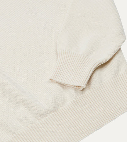 Drake's Ecru Wool-Cotton Knit Sweatshirt