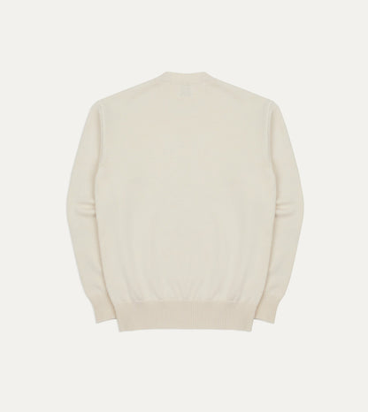 Drake's Ecru Wool-Cotton Knit Sweatshirt