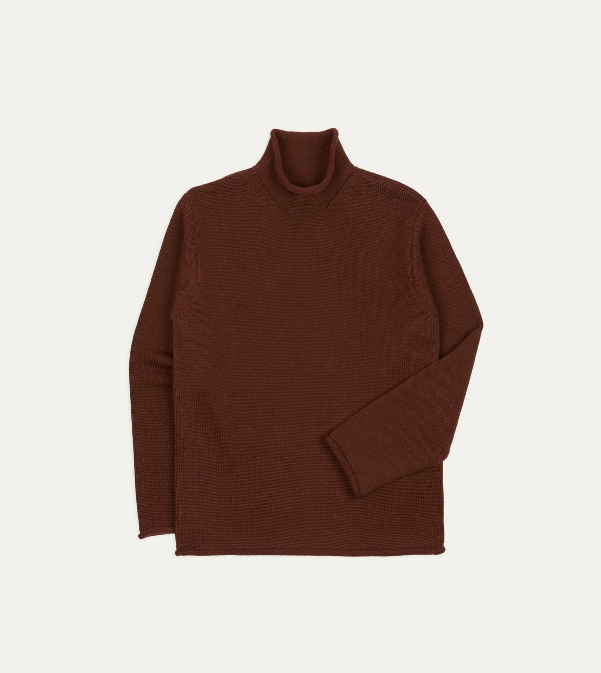 Drake's Burgundy Wool Mock Neck Jumper