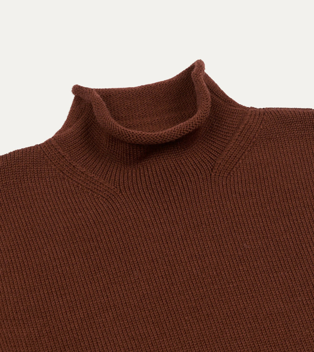 Drake's Burgundy Wool Mock Neck Jumper
