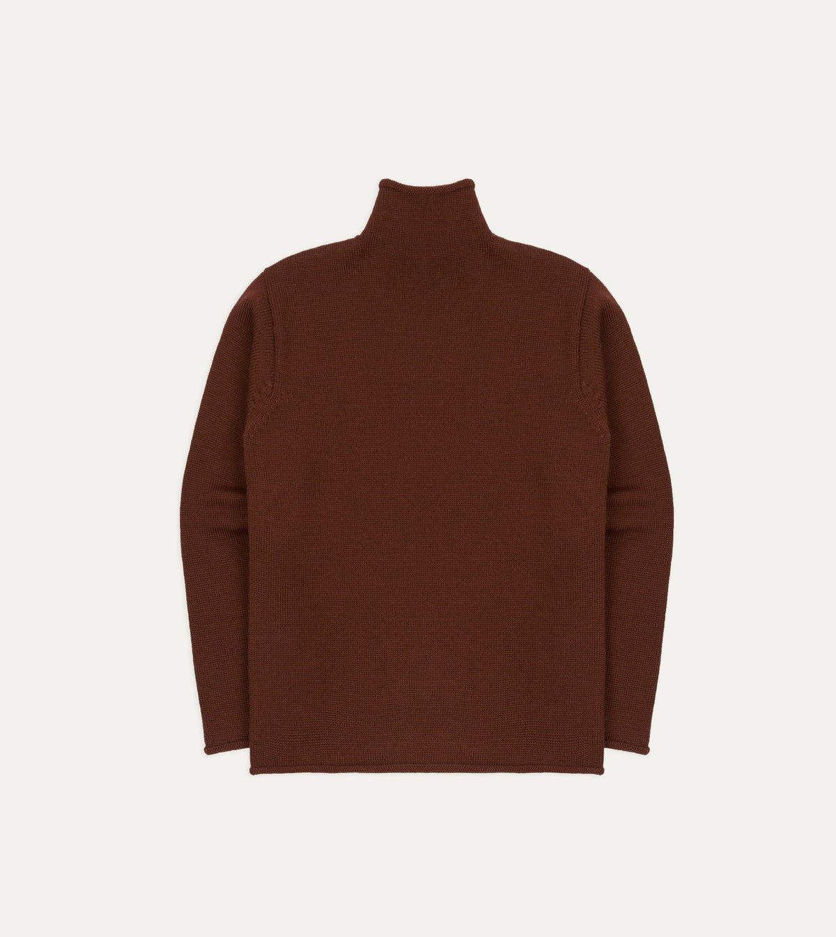 Drake's Burgundy Wool Mock Neck Jumper