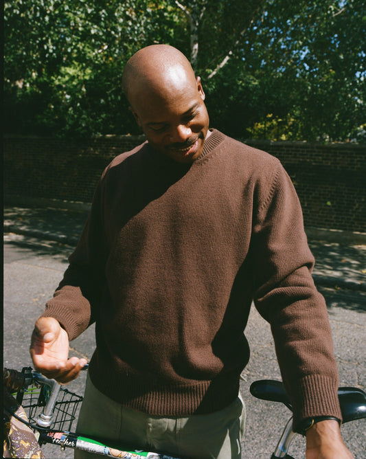 Drake's Brown Wool-Cashmere Crew Neck Jumper