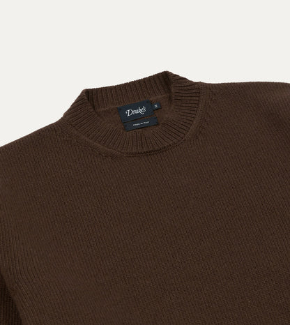 Drake's Brown Wool-Cashmere Crew Neck Jumper