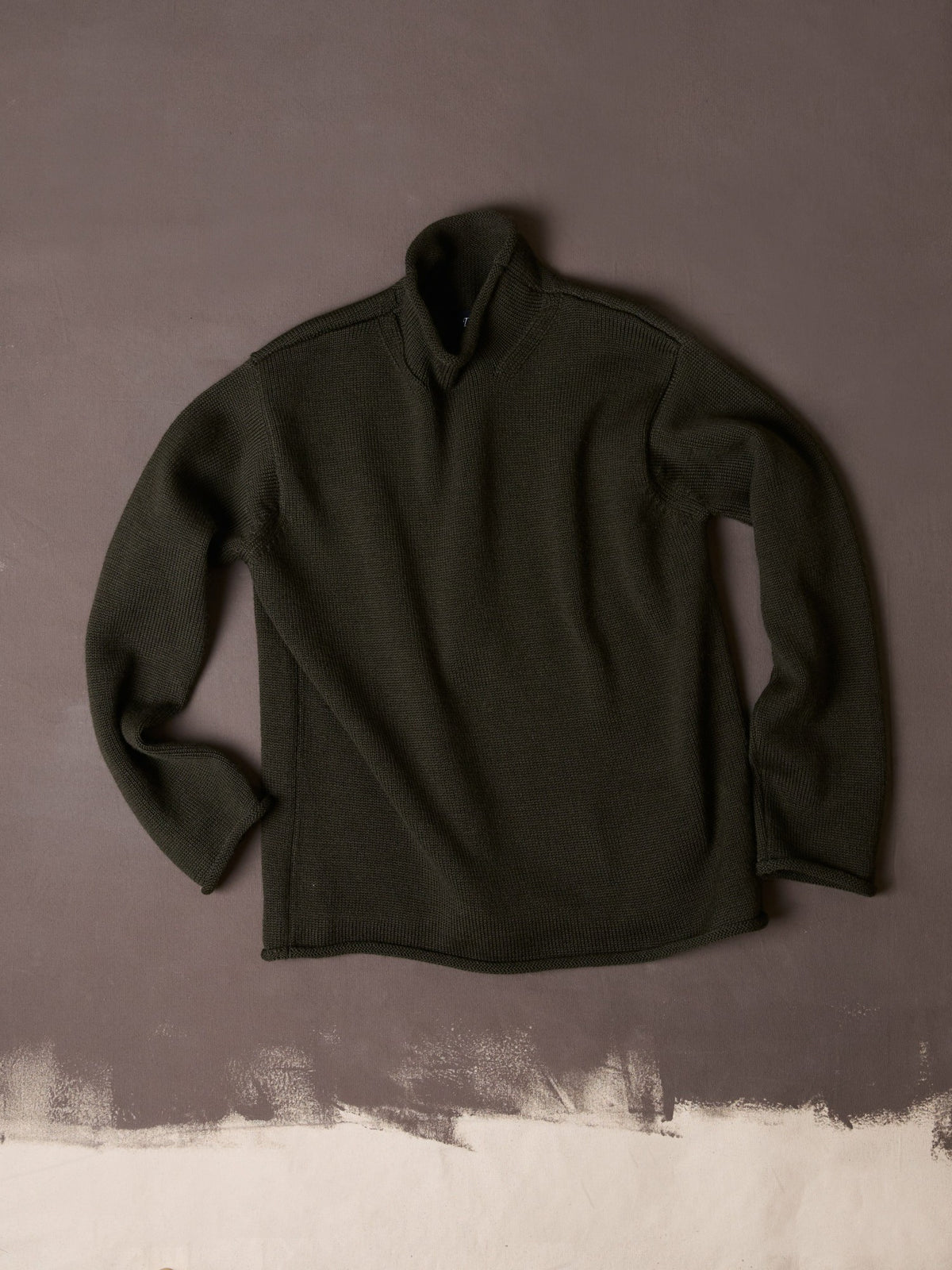 Drake's Olive Wool Mock Neck Jumper