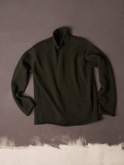 Drake's Olive Wool Mock Neck Jumper