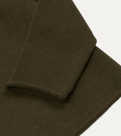 Drake's Olive Wool Mock Neck Jumper
