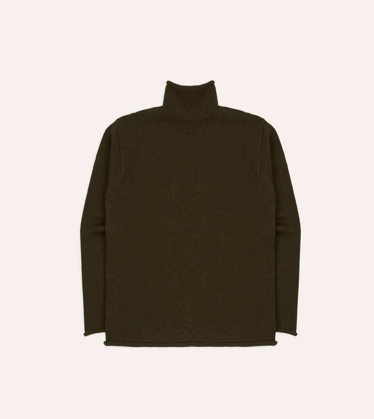 Drake's Olive Wool Mock Neck Jumper