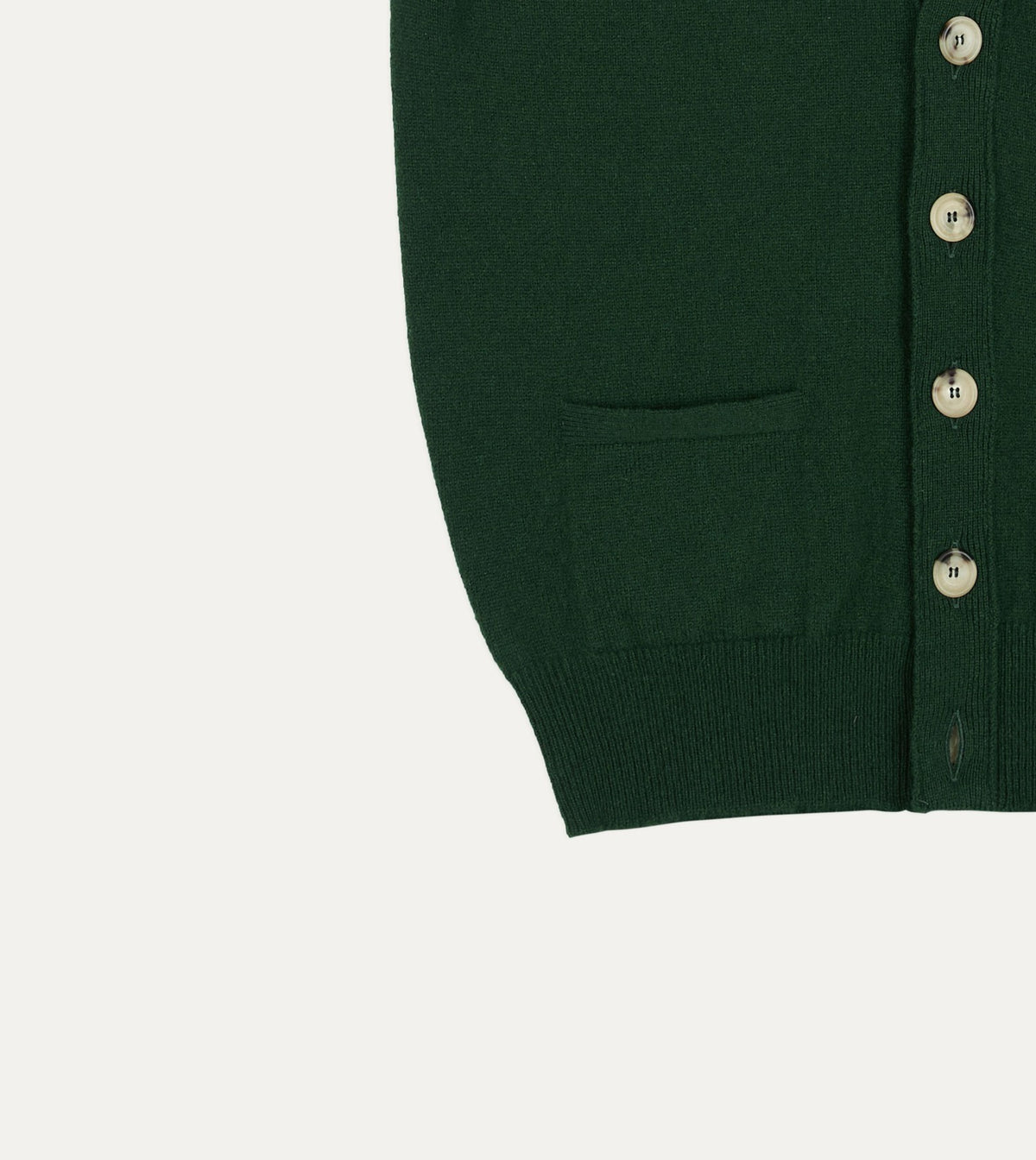 Drake's Dark Green Lambswool Sleeveless Cardigan
