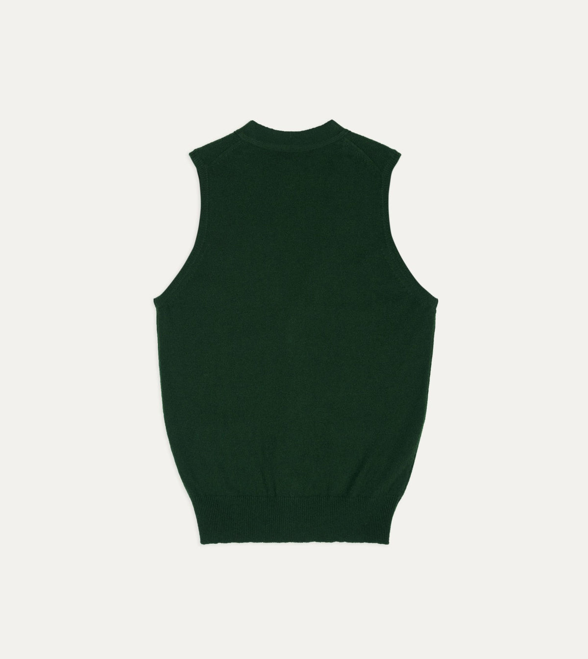 Drake's Dark Green Lambswool Sleeveless Cardigan