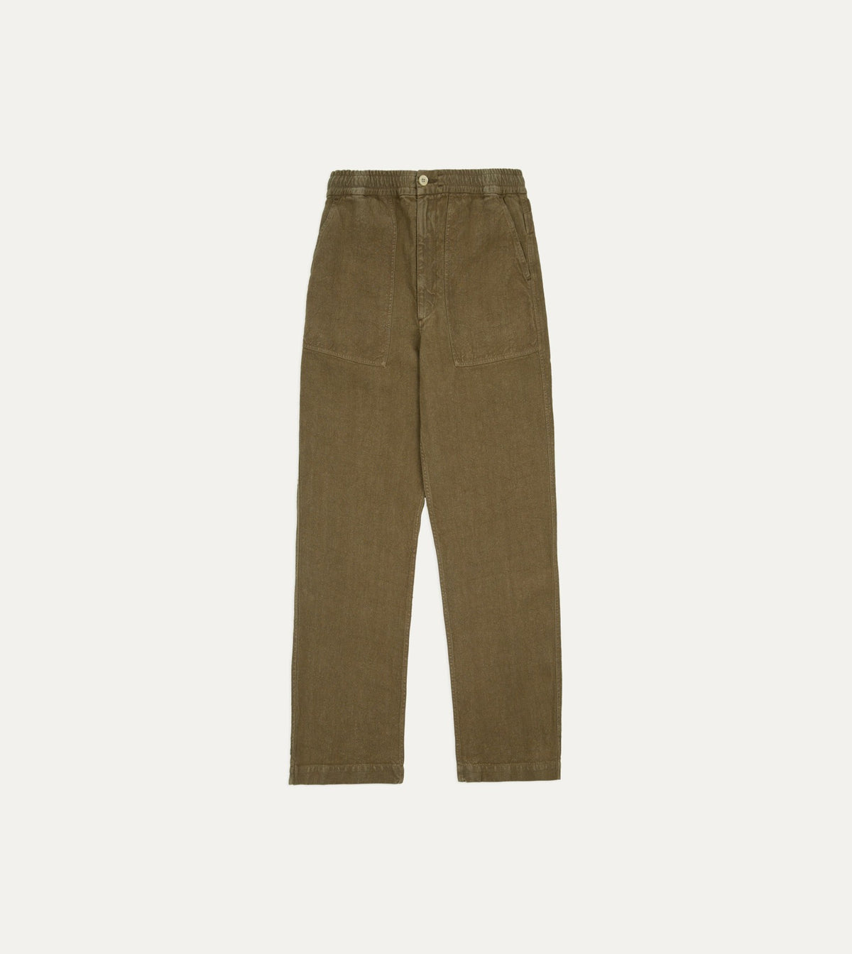 Drake's Brown Linen Drawstring Trousers
