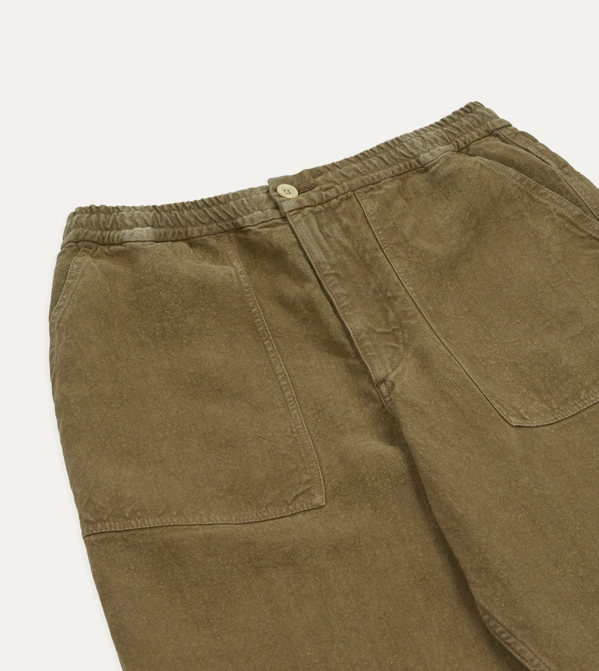 Drake's Brown Linen Drawstring Trousers
