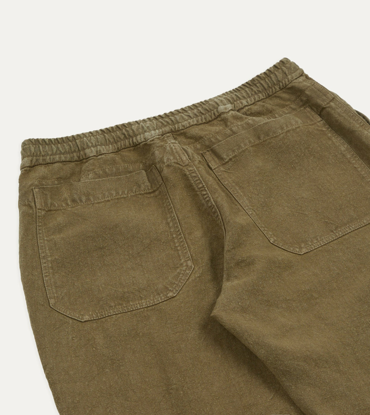 Drake's Brown Linen Drawstring Trousers