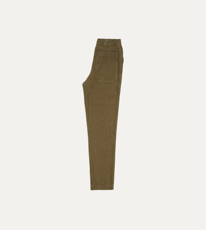 Drake's Brown Linen Drawstring Trousers