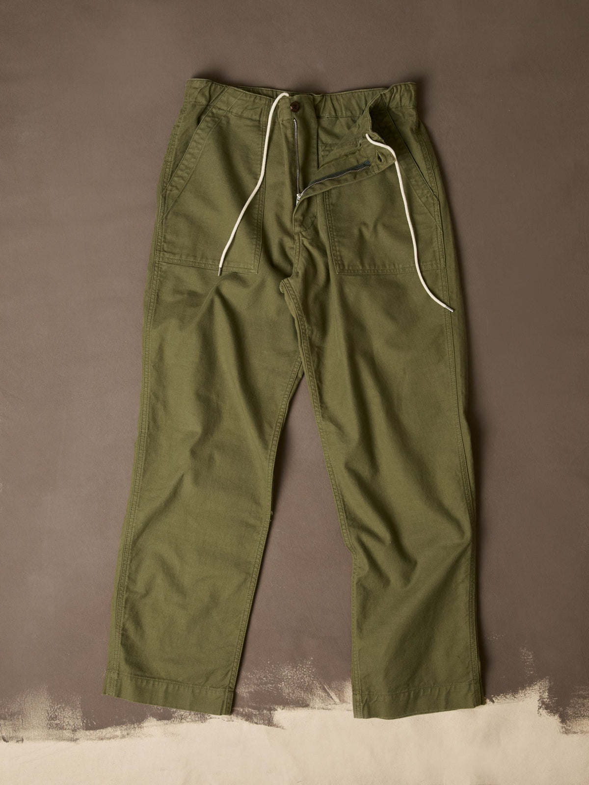 Drake's Olive Drab Cotton Drawstring Trouser