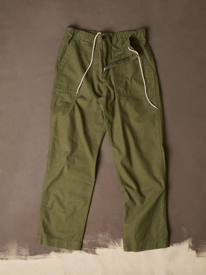 Drake's Olive Drab Cotton Drawstring Trouser