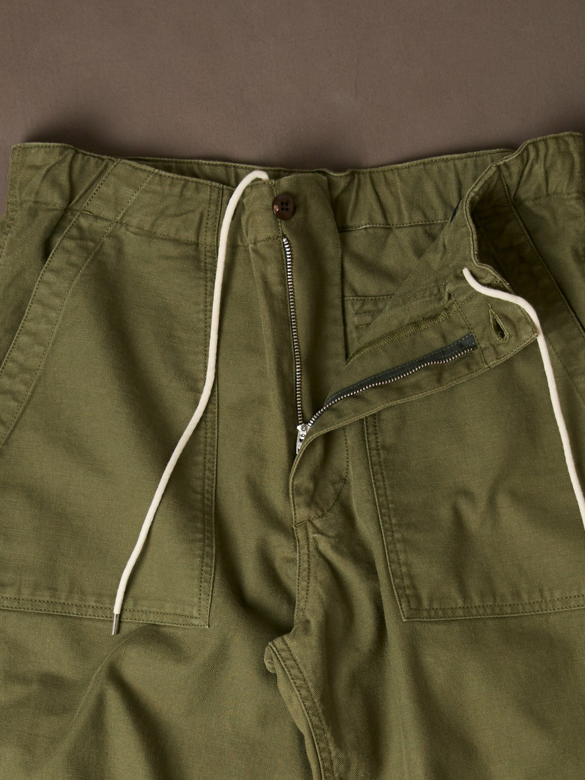 Drake's Olive Drab Cotton Drawstring Trouser