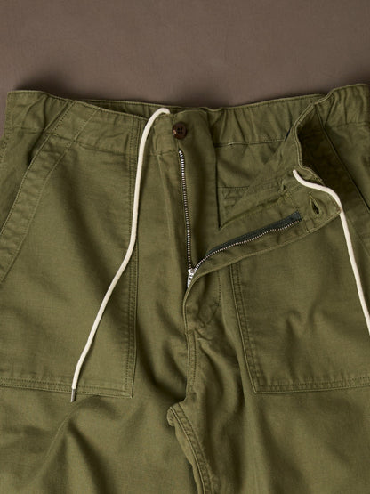 Drake's Olive Drab Cotton Drawstring Trouser