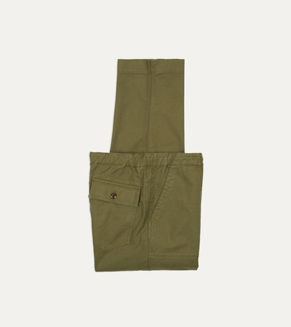 Drake's Olive Drab Cotton Drawstring Trouser