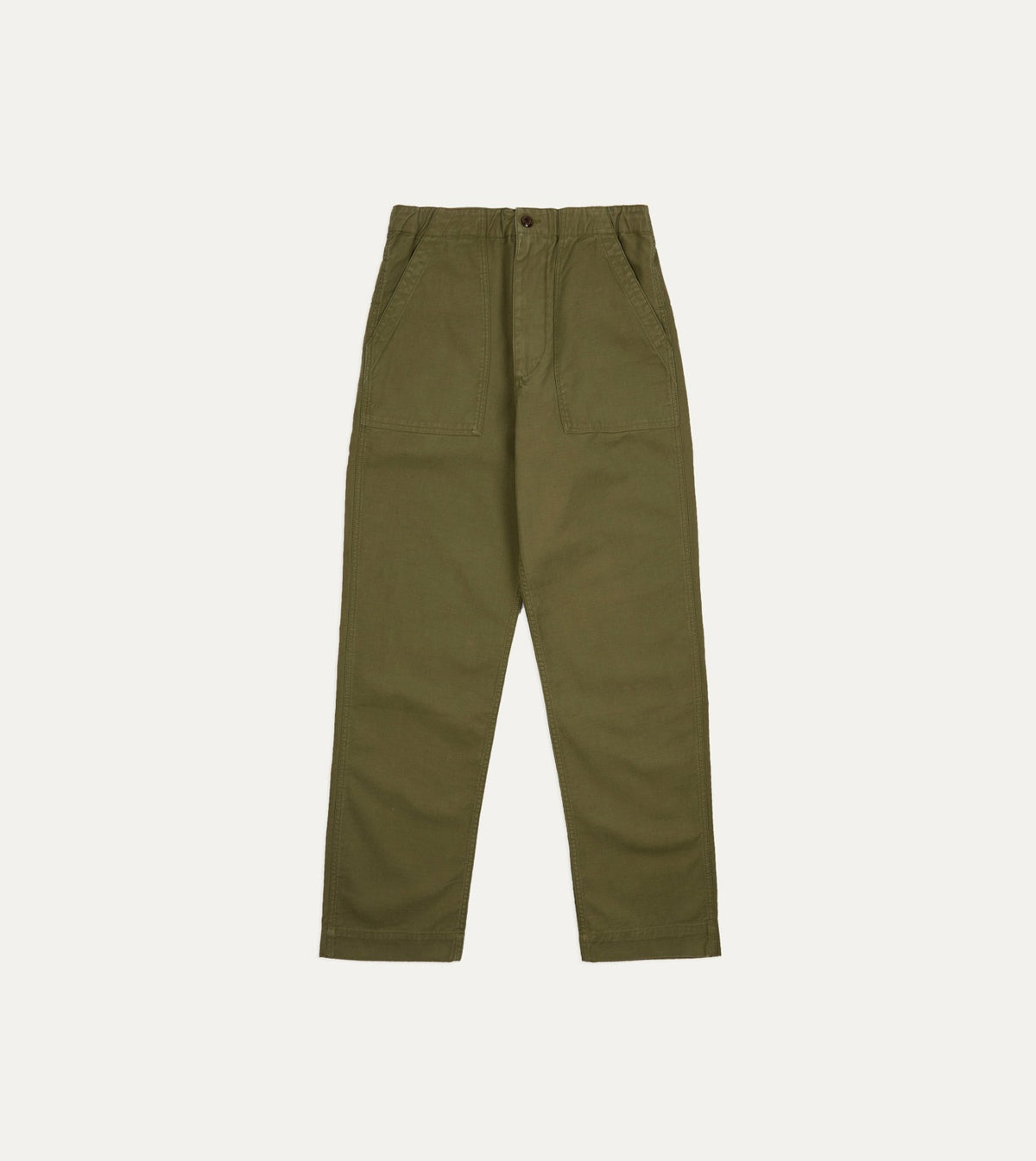 Drake's Olive Drab Cotton Drawstring Trouser
