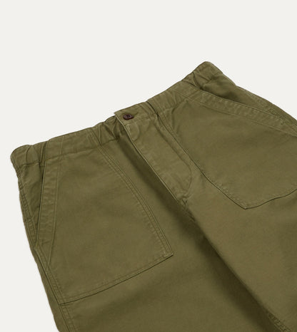 Drake's Olive Drab Cotton Drawstring Trouser