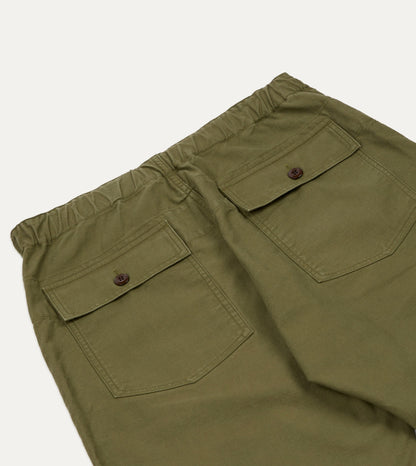 Drake's Olive Drab Cotton Drawstring Trouser