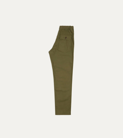 Drake's Olive Drab Cotton Drawstring Trouser