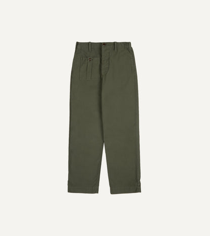Drake's Olive Drab Cotton Fatigue Trouser