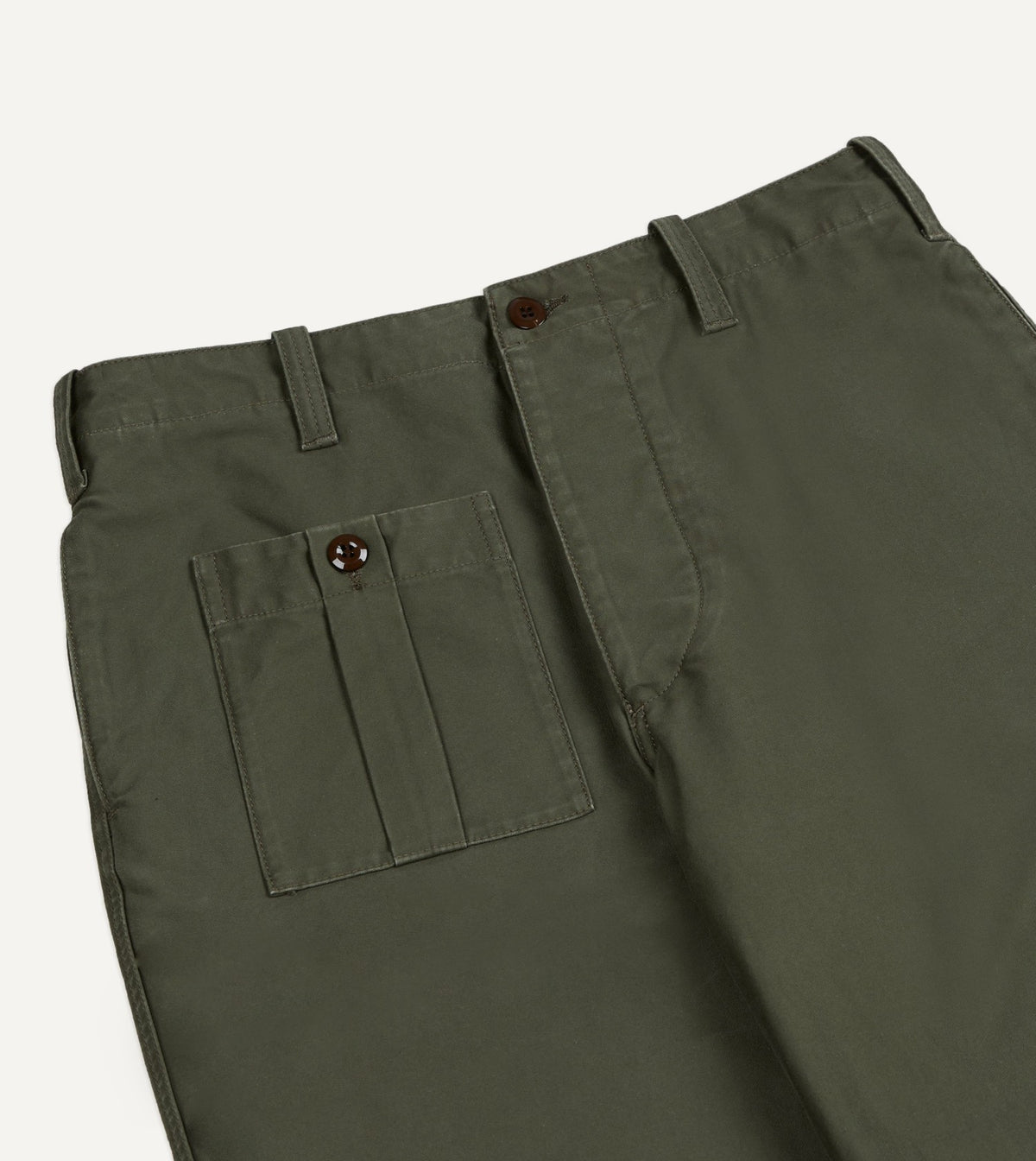 Drake's Olive Drab Cotton Fatigue Trouser