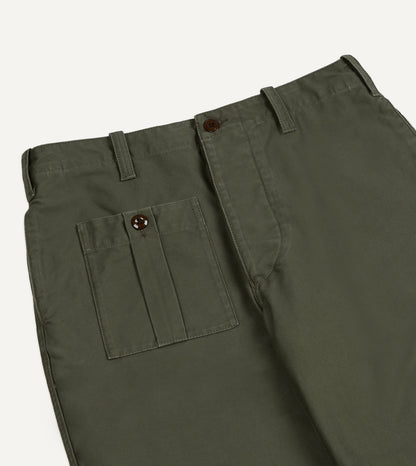 Drake's Olive Drab Cotton Fatigue Trouser