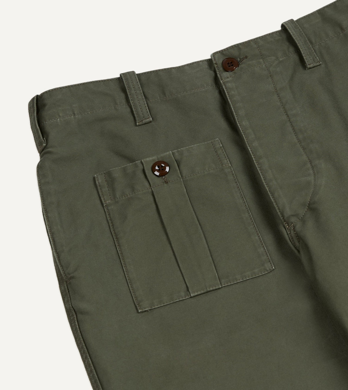 Drake's Olive Drab Cotton Fatigue Trouser