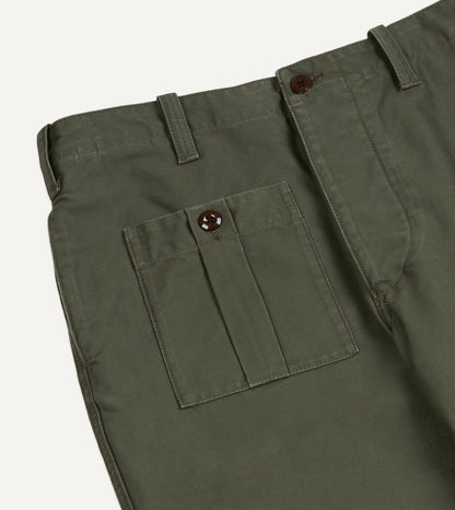 Drake's Olive Drab Cotton Fatigue Trouser