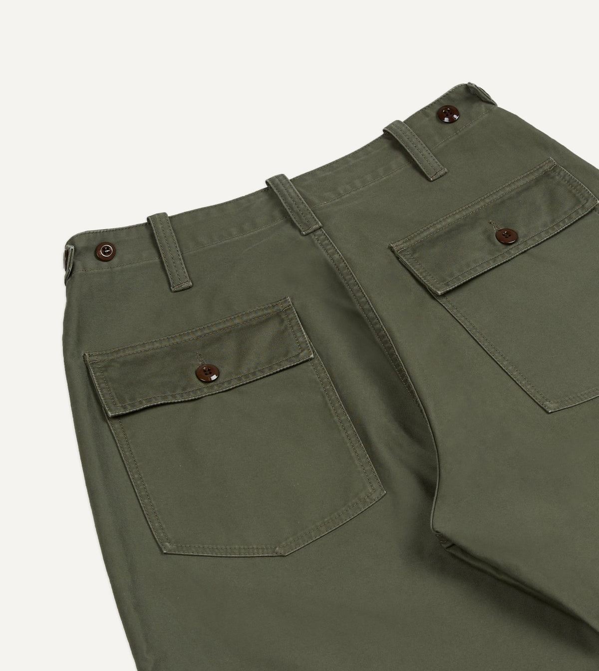 Drake's Olive Drab Cotton Fatigue Trouser