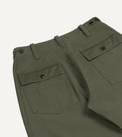 Drake's Olive Drab Cotton Fatigue Trouser