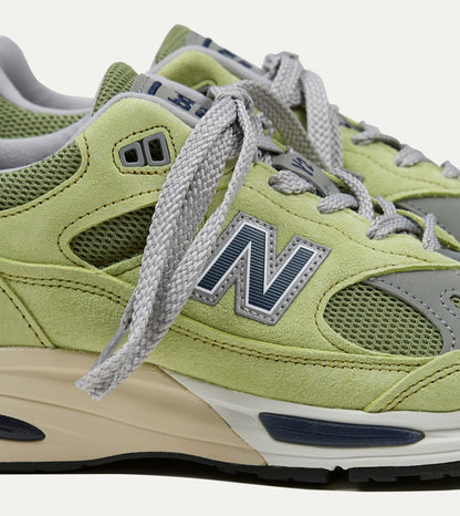 Drake's New Balance 'Summer Brights’ Green Banana Made in UK 991v2 Trainers
