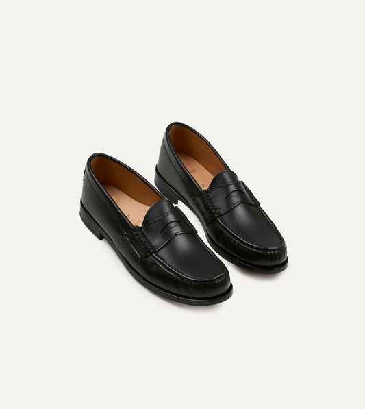 Drake's Yuketen Black Leather Rob's Loafer