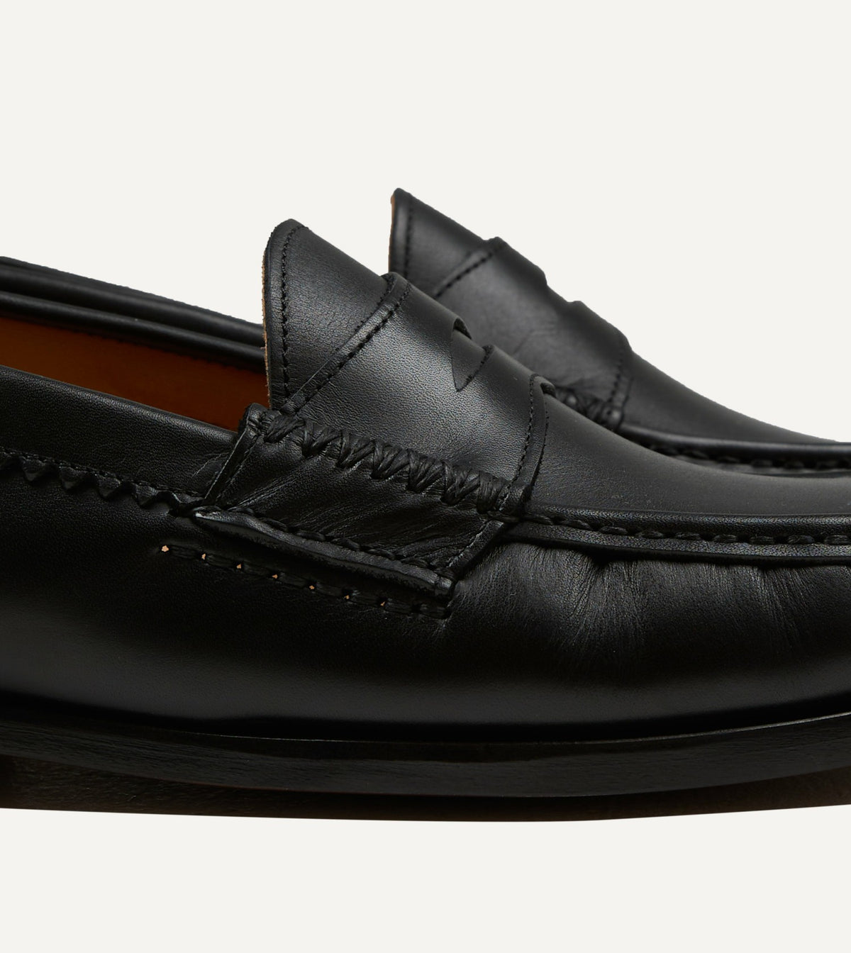 Drake's Yuketen Black Leather Rob's Loafer