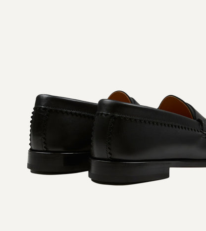 Drake's Yuketen Black Leather Rob's Loafer