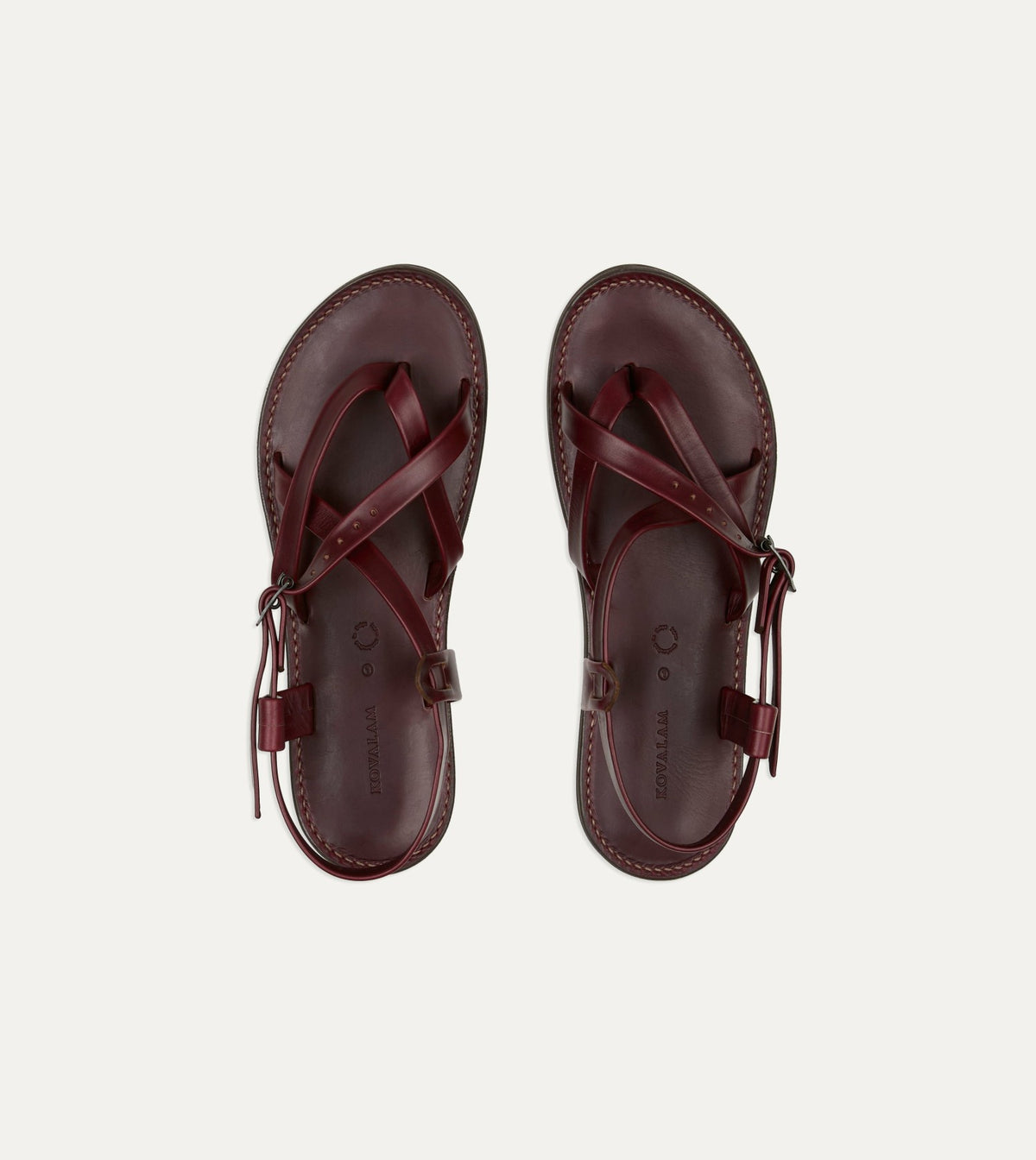 Drake's Kovalam Burgundy Leather One Strap Sandal