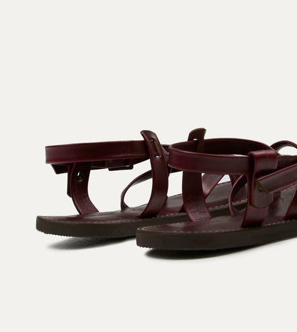 Drake's Kovalam Burgundy Leather One Strap Sandal
