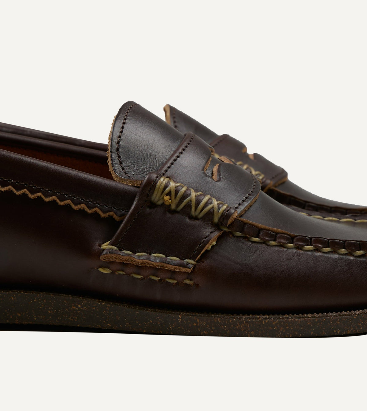 Drake's Yuketen Brown Loafer with Camp Sole
