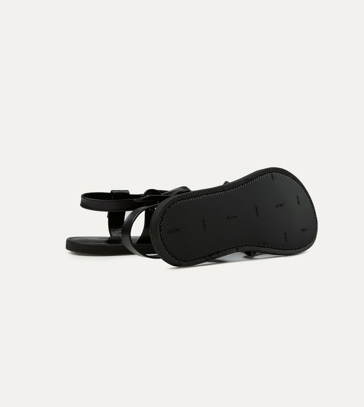 Drake's Kovalam Black Leather One Strap Sandal