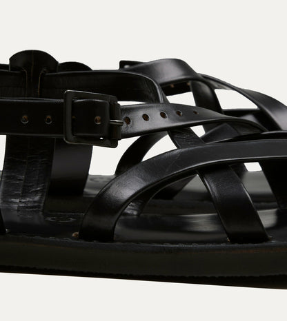 Drake's Kovalam Black Leather One Strap Sandal