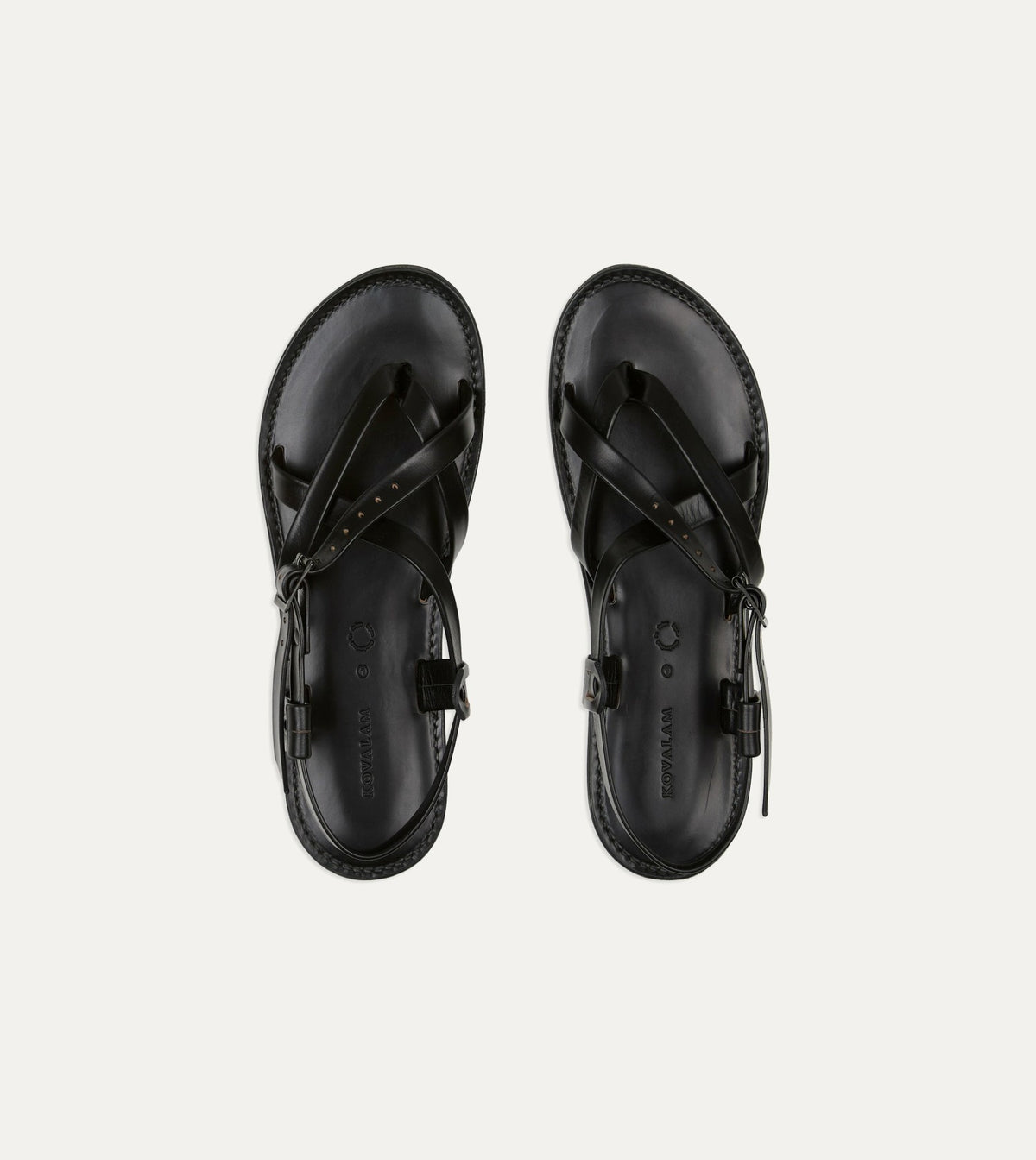Drake's Kovalam Black Leather One Strap Sandal