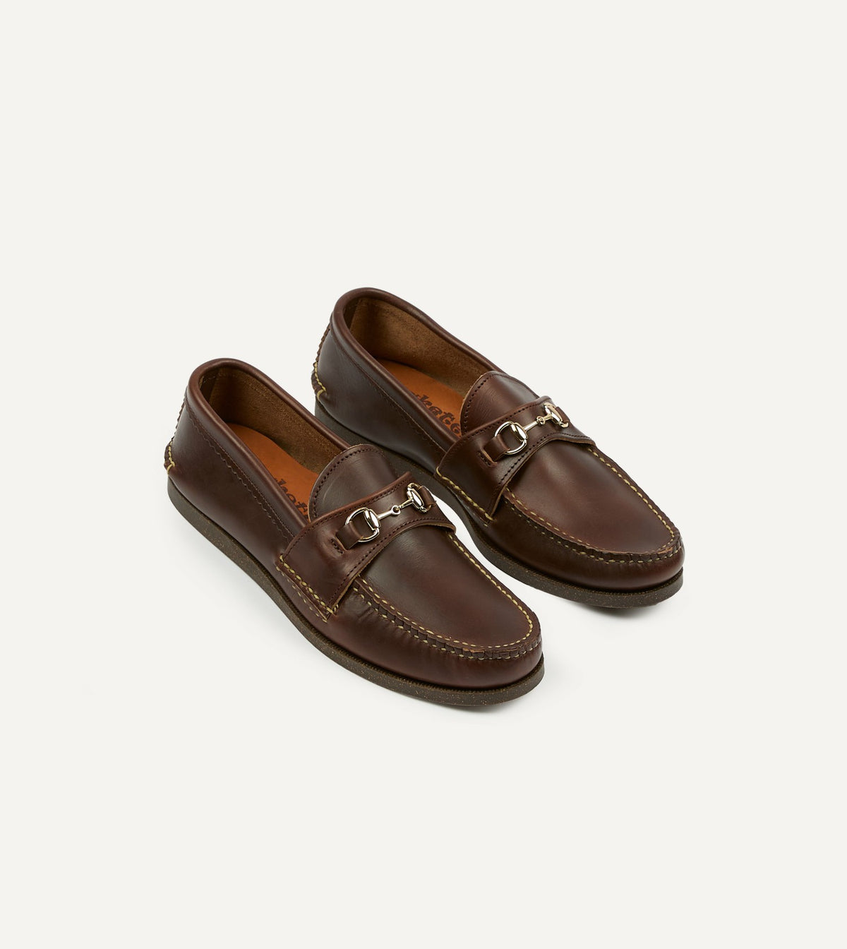 Drake's Yuketen Brown Leather Bit Loafer with Camp Sole