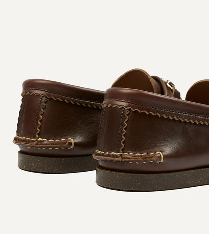Drake's Yuketen Brown Leather Bit Loafer with Camp Sole