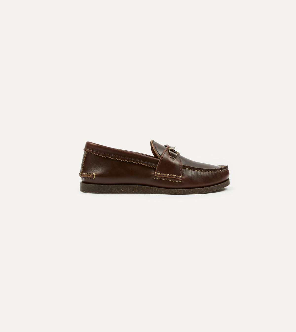Drake's Yuketen Brown Leather Bit Loafer with Camp Sole
