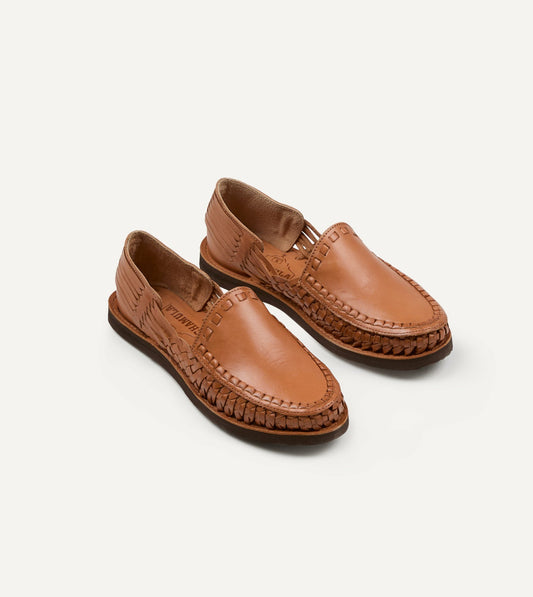 Drake's Chamula Tan Leather Durango Woven Sandal