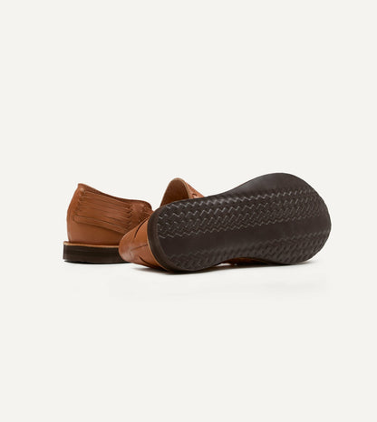 Drake's Chamula Tan Leather Durango Woven Sandal