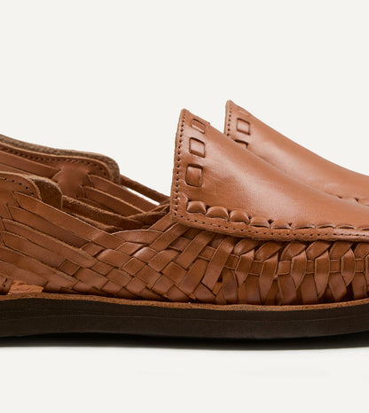 Drake's Chamula Tan Leather Durango Woven Sandal