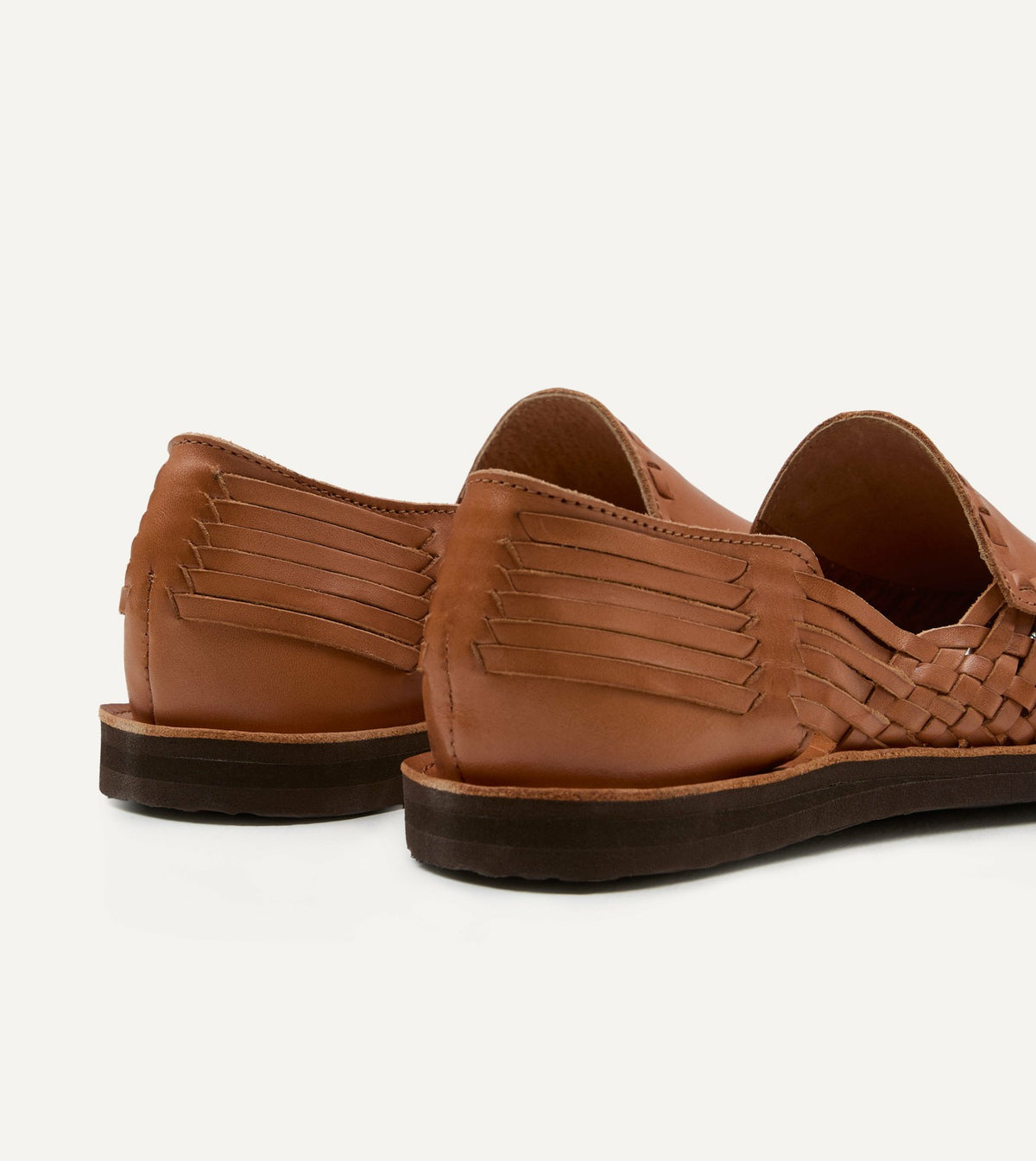 Drake's Chamula Tan Leather Durango Woven Sandal